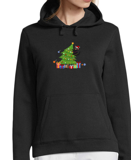 Sweat-shirt À Capuche Pour Femme cadeaux de noël drôles chat noir