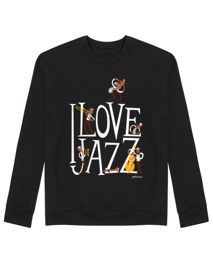 Sweat Unisexe i love jazz sur fond sombre