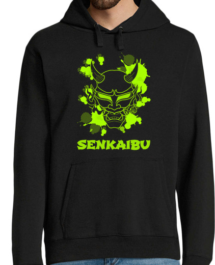 Sweat-shirt À Capuche Pour Homme Hannya vert senkaibu