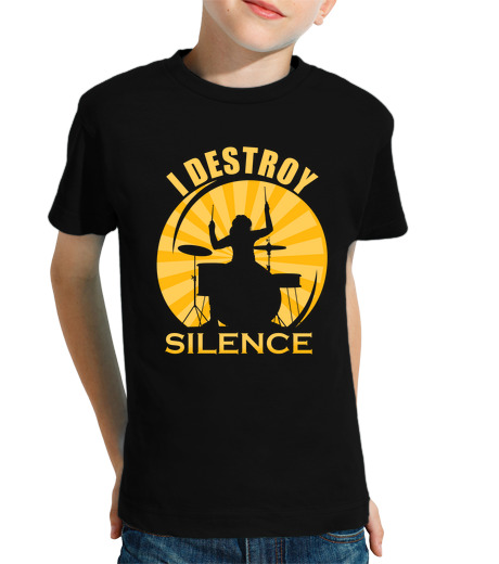 Tee Shirt Pour Enfant Manche Courte je détruis le silence tambour rétro