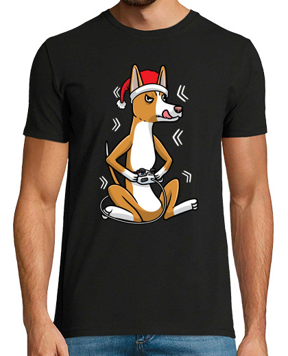 Image of christmas ibizan hound dog gamer gaming