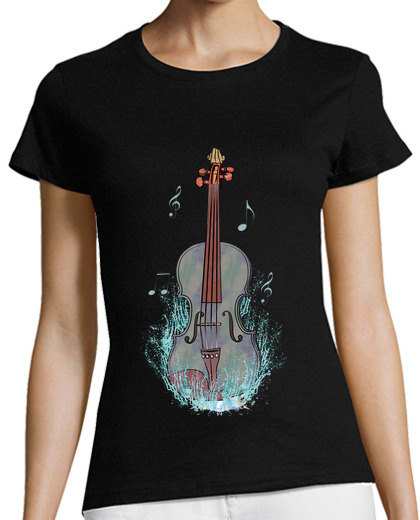 Image of violin watercolor with splash ink