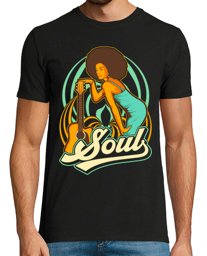Image of music soul blues guitar girl afro flamenco retro 70s rock vintage