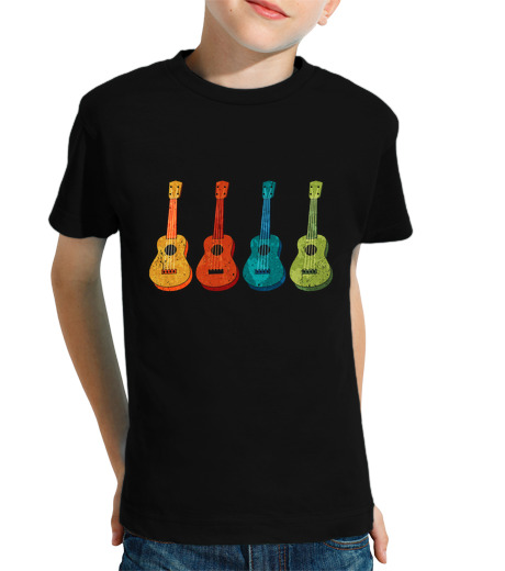 T-shirt bambino manica corta ukulele vintage