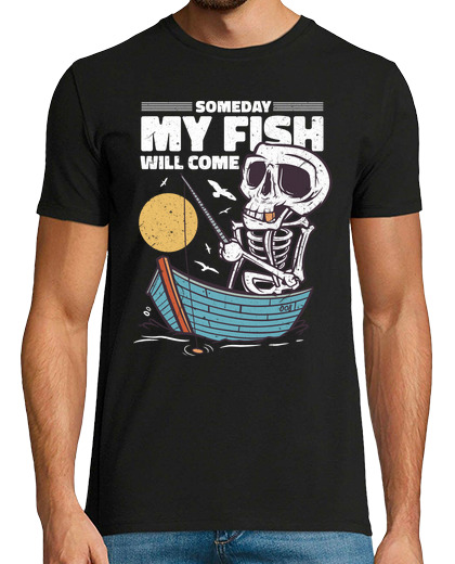 Image of funny angel saying fish fishing boat