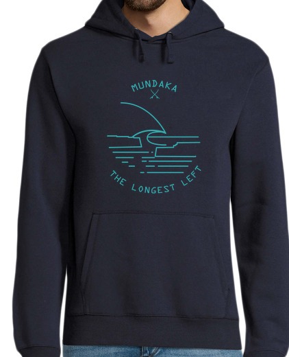 Sweat-shirt À Capuche Pour Homme mundaka le plus long à gauche turquoise