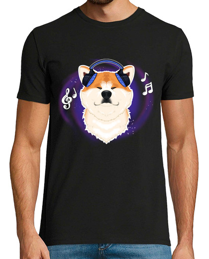 Image of music lover i dj headphones i akita inu