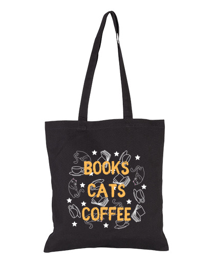 Image of books, cats, coffee black