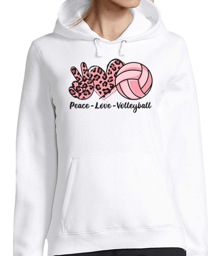 Sweat-shirt À Capuche Pour Femme volley-ball paix love volley-ball