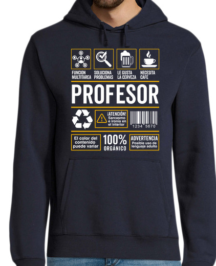 Sweat-shirt À Capuche Pour Homme étiquette travail profession enseignant cadeau enseignant enseignants