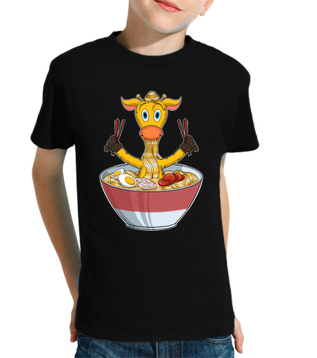 T-shirt bambino manica corta tagliatelle ramen giapponesi giraffa ka