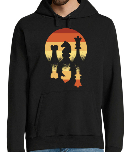 Sweat-shirt À Capuche Pour Homme jeu d39échecs pièces d39échecs joueur d