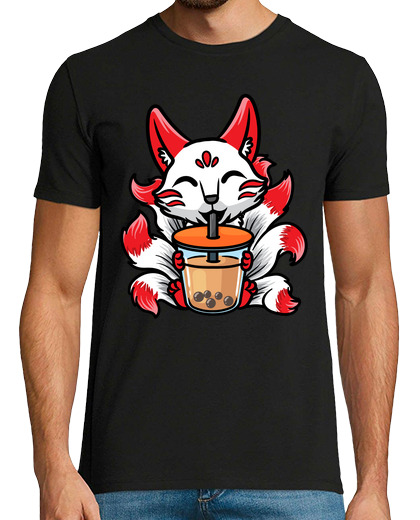 Image of kitsune cute anime bubble tea japanese