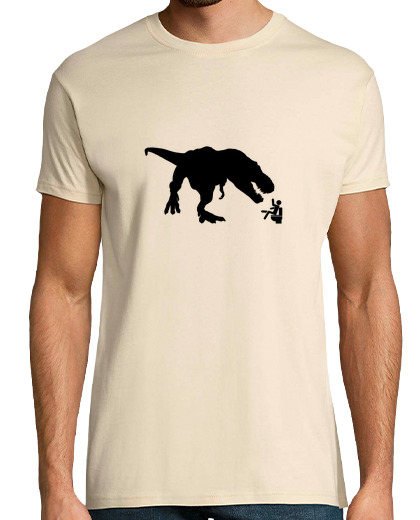Image of t-rex vs man on toilet