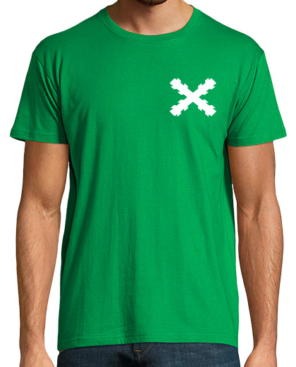 Image of t- t shirt cross of burgundy heart, cross of san andrés, spanish thirds, flanders thirds