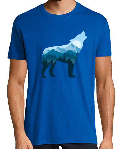 Image of wild wolf silhouette and landscape