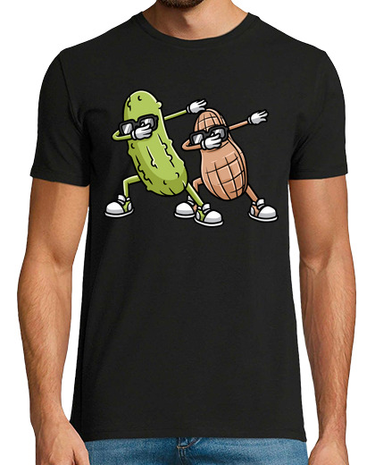 Image of peanut and pickle dabbing peanut butter