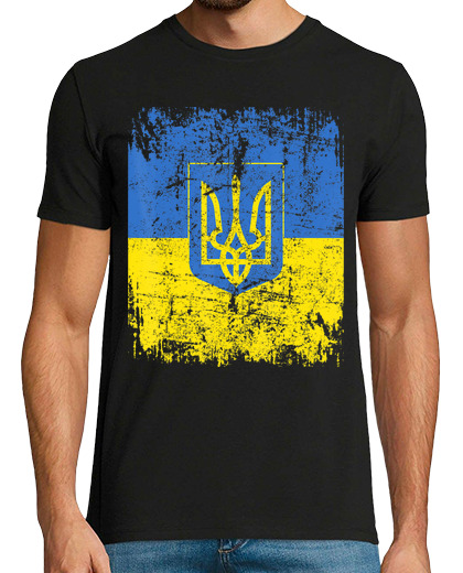 Image of flag and shield support for ukraine war ukrainians russia