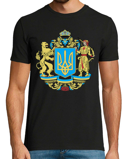 Image of heraldic shield of ukraine trident and ukrainian colors
