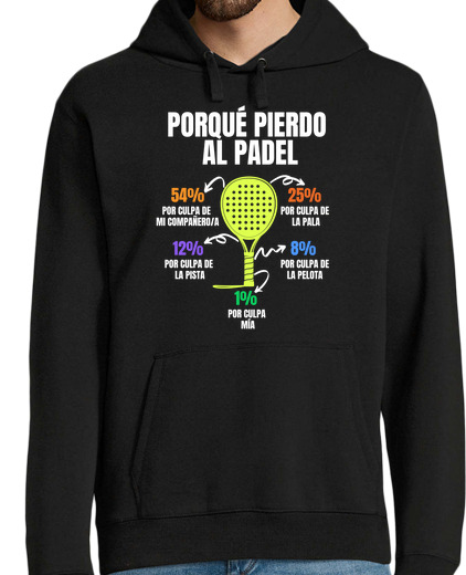 Sweat-shirt À Capuche Pour Homme porque pierdo padel divertido jugador