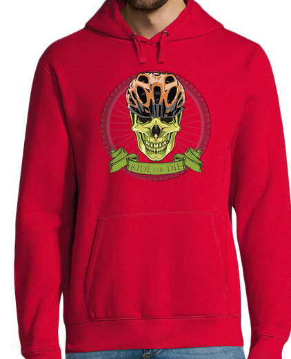 Sweat-shirt À Capuche Pour Homme vélo ou die rouge