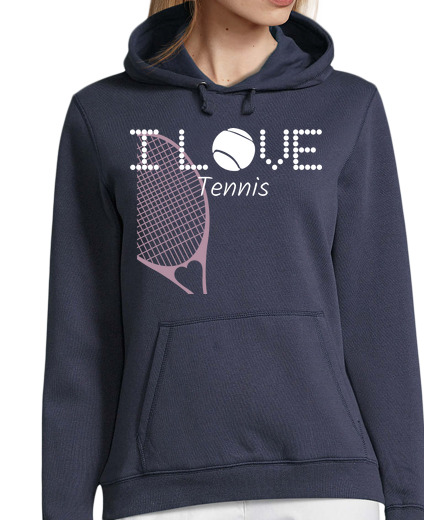 Sweat-shirt À Capuche Pour Femme love le tennis blanc