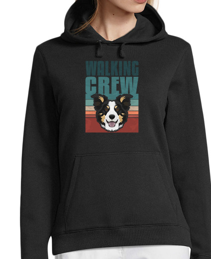 Sweat-shirt À Capuche Pour Femme équipage de marche border collie