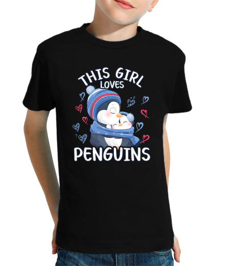 Tee Shirt Pour Enfant Manche Courte maman pingouin bébé cette fille aime les pingouins