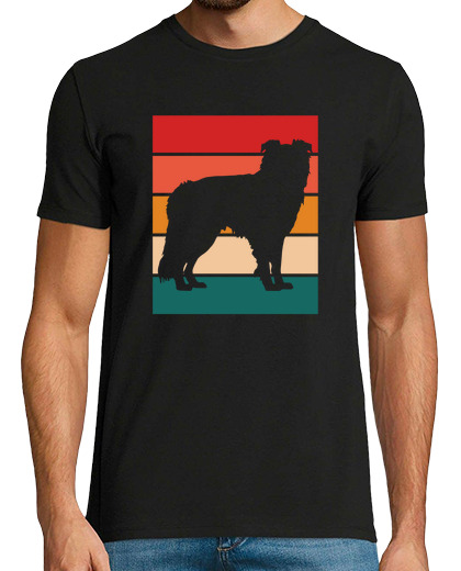 Image of border collie silhoutte with retro