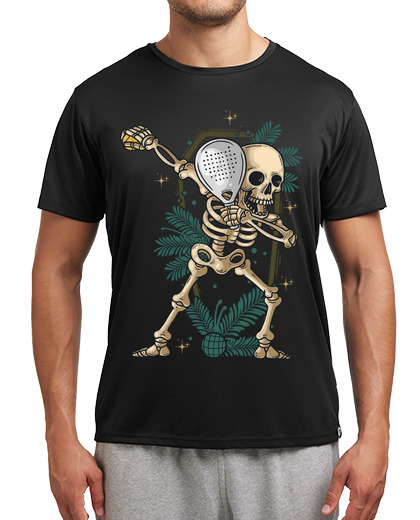Image of padel dabbing skeleton padel player