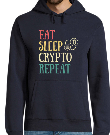 Sudadera Con Capucha Para Hombre comer dormir crypto humor criptomoneda laTostadora