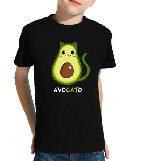 T-shirt bambino manica corta avocado cat - idea regalo divertente per gli amanti