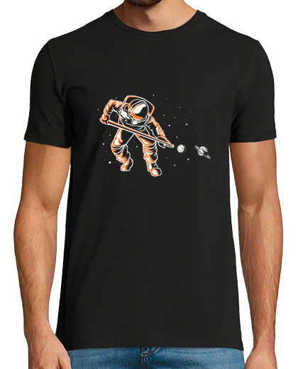 Image of astronaut billiard stick funny pool player