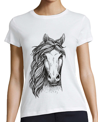 Image of horse mare retro drawing horse riding animal