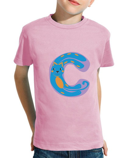 T-shirt bambino manica corta t-shirt del ragazzo di colore rosa con la lettera c