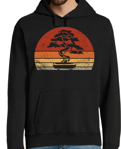 Sweat-shirt À Capuche Pour Homme Bonsai Vintage Retro Silhouette