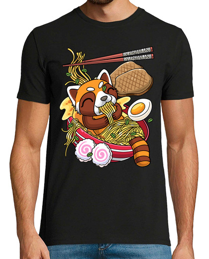 Image of kawaii red panda bear ramen noodles