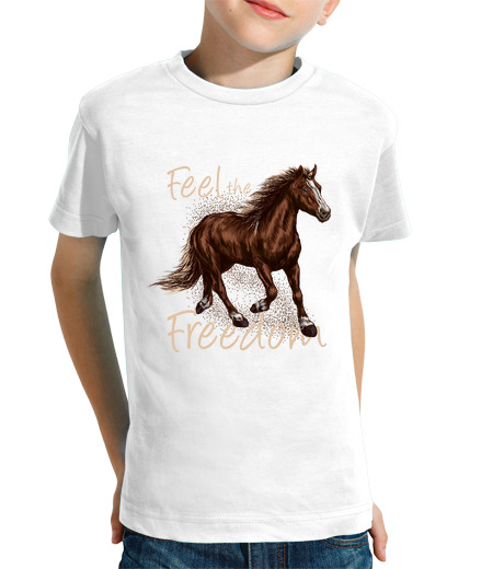 T-shirt bambino manica corta senti la libertà cavallo natura