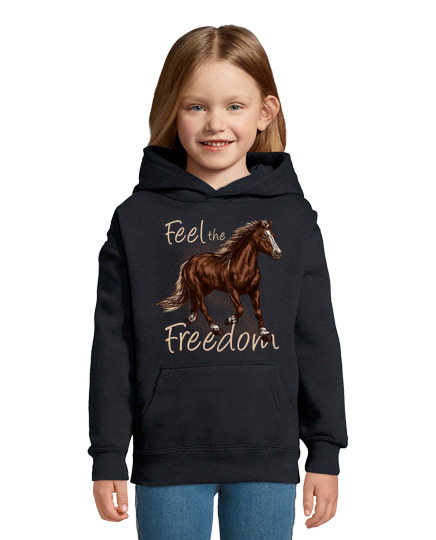 Sweat À Capuche Pour Enfant Sentir la liberté. Cheval. Nature