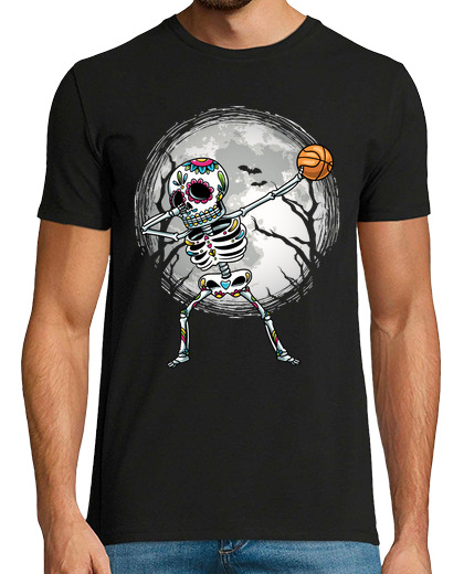 Image of dabbing sugar skull skeleton basketball