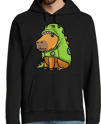 Sweat-shirt À Capuche Pour Homme capybara dans un costume de dinosaure f