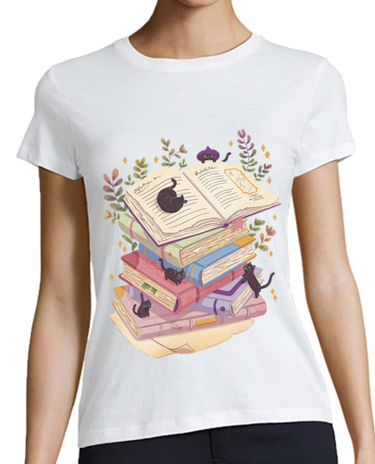 Image of books and cats