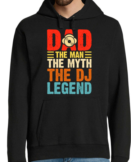 Sudadera Con Capucha Para Hombre papá hombre mito dj leyenda retro laTostadora