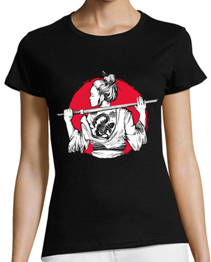 Image of samurai girl dragon tattoo katana sword