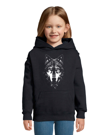 Sweat À Capuche Pour Enfant loup solitaire blanc