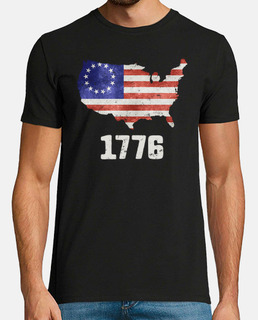 1776 Betsy Ross 4th Of July Retro Patriotic American Flag Independence Day USA Map Gift