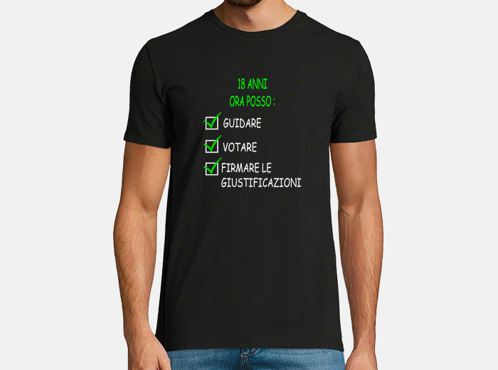T shirt 18 anni ora posso. tostadora