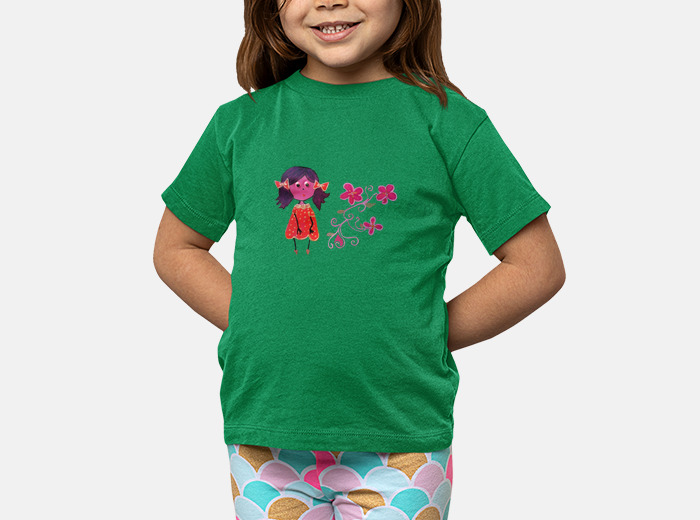 Camisetas niños 476976 verde con niña laTostadora