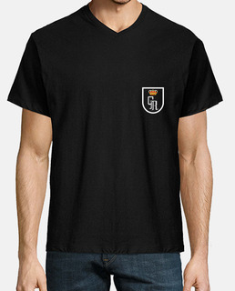 Camiseta manga corta cuello pico cerrado, negro escudo Guardia Real
