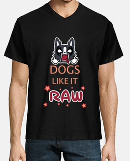 t t-shirt con scollo a V dogs like raw